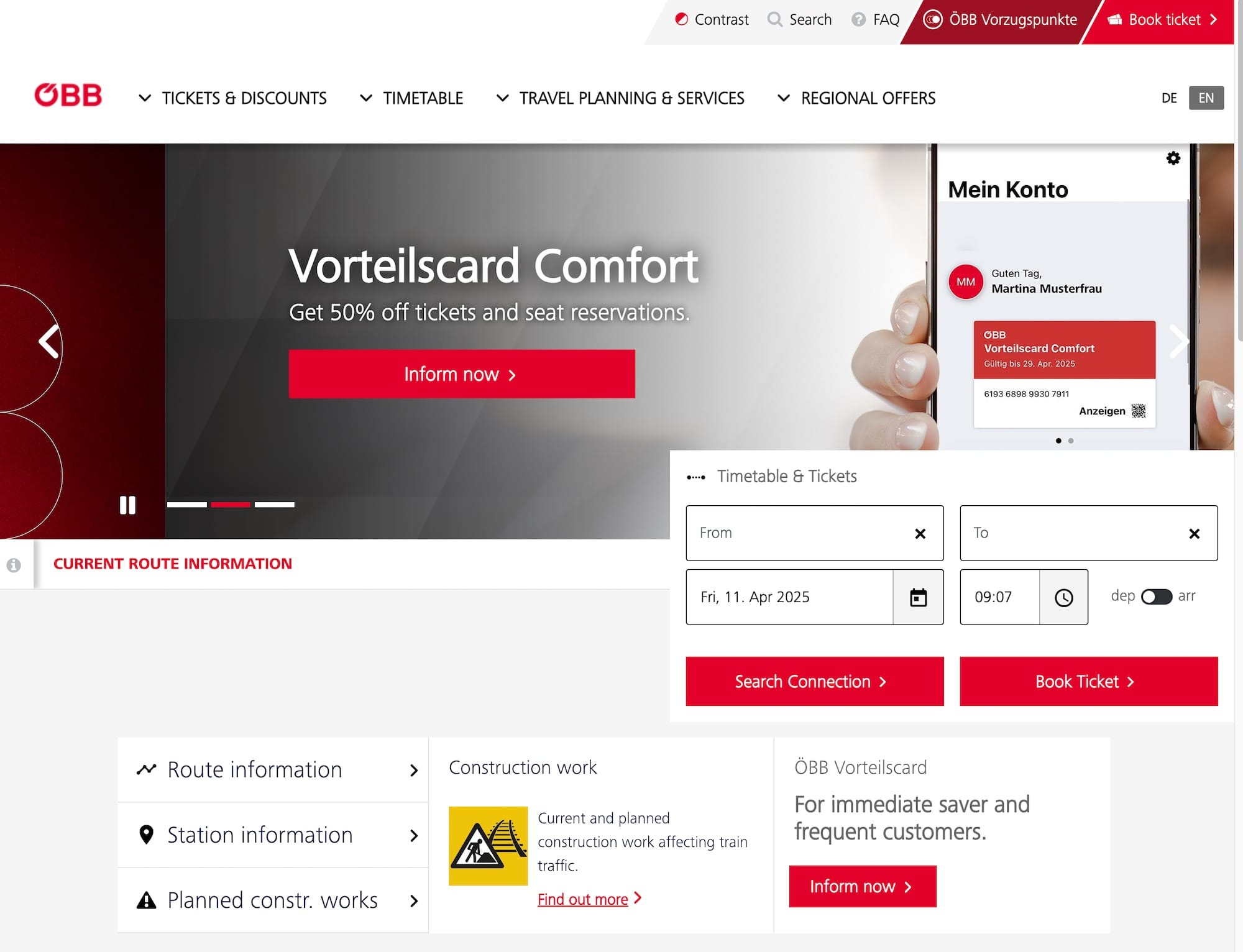 OBB - website - travelling by train to Vienna OBB - website - travelling by train to Vienna