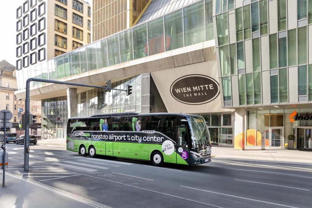 City airport train changes to a bus